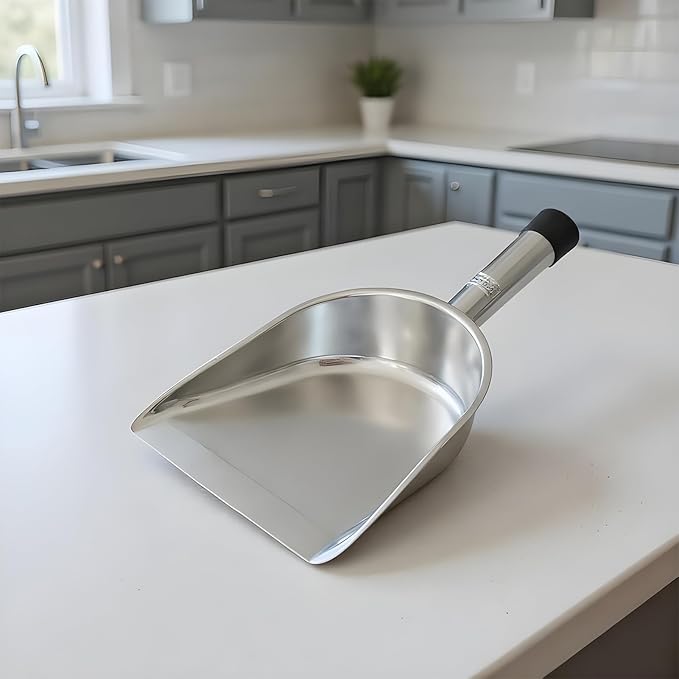 Large Stainless Steel Scoop 15.55x8.27x3.15 Inch Flour Shovel 470g Metal Bagger for Bulk Grains Sugar Laundry Room Feed Restaurant Buffet Warehouse