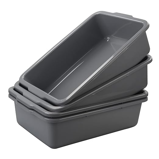 Readsky 34 L Grey Large Plastic Bus Box Commercial Bus Tubs 4 Packs