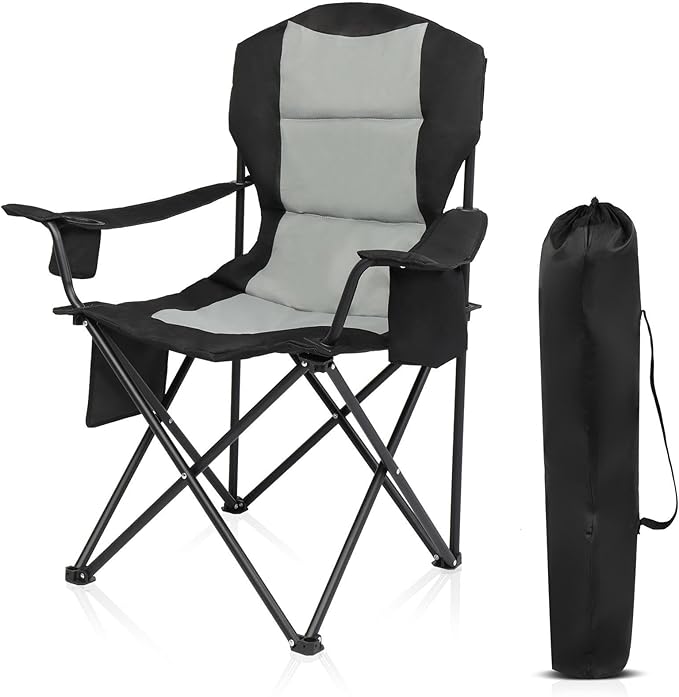 35 * 22 * 41in Black Grey Camping Chair Steel Pipe Oxford Cloth