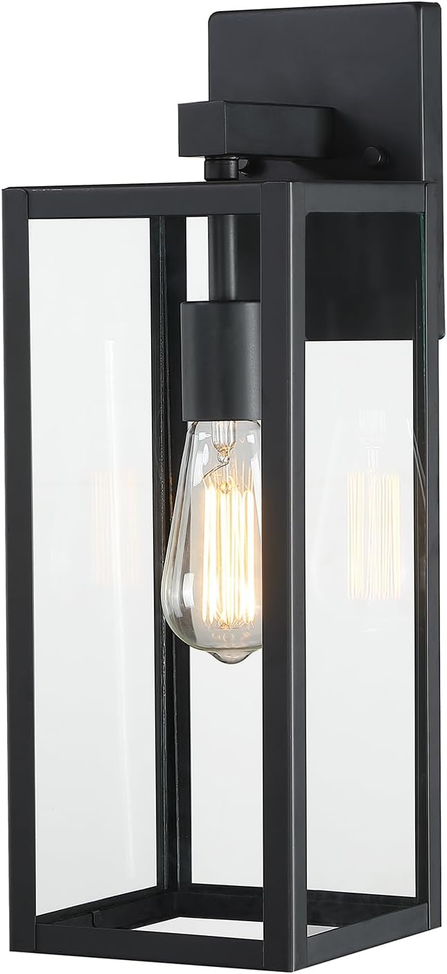 2 Pack Large Outdoor Sconce Lights18 Inch Outdoor Wall Lantern LightExterior Sconce Metal and Glass Large Porch Light Black Outdoor Lanterns for Front Porch Garage Balcony