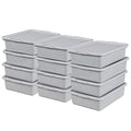 Kiddream 13L Bus Totes with Lid Plastic Dish Tub Restaurant Bus Tray Grey 12 Pack