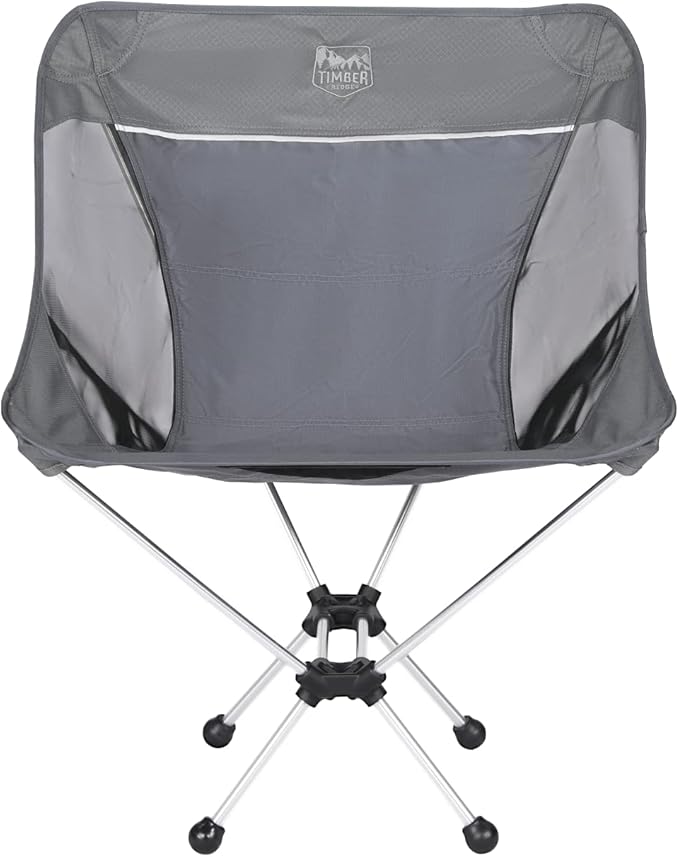 Timber Ridge Lightweight Highback Compact Folding Chair - Portable Comfort for Day Hikes Beach Trips &amp Camping 300 lbs Support