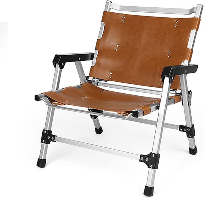 Outdoor Folding Camping ChairLeather Canvas Picnic Lawn Chairs Lightweight Comfortable Director Chair for Storage and TravelB57x54x68cm(A-57x54x68cm(22x21x27inch))