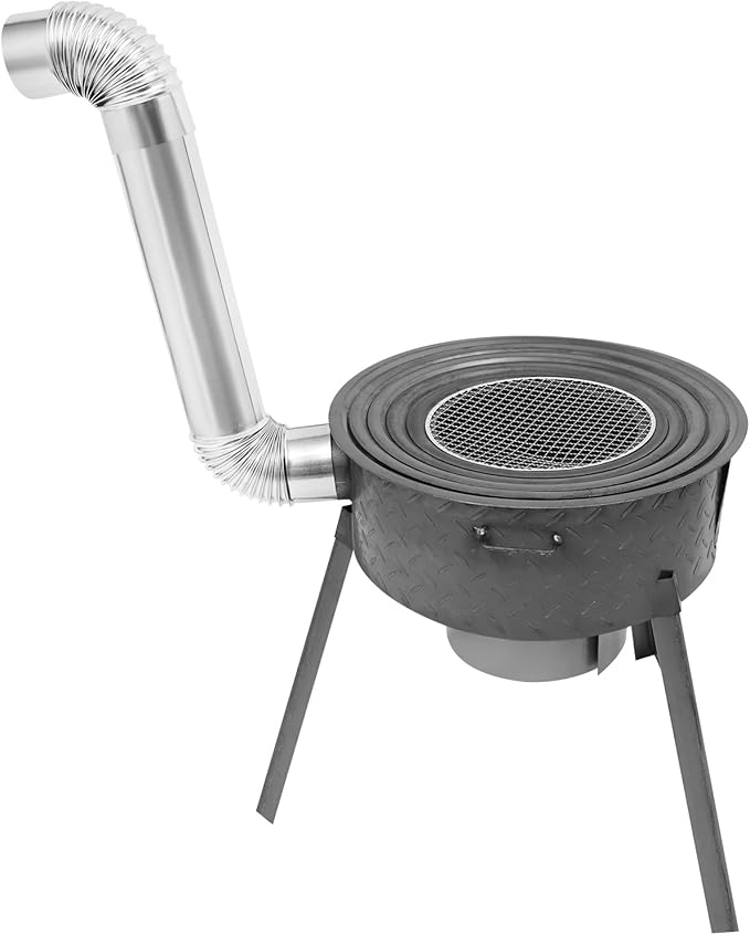 Multifunction Wood Burning Stove With Grill Rack Camping Wood Stove Large Charcoal Grill With Grill Rack For Outdoor/Backyard Cooking Picnic And Barbecue. (Gray-21in+ 4 Wok Rings)