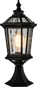 DANSEER Outdoor Post Light Fixture Waterproof Exterior Lamp with Water Ripple Glass Outside Post Lighting for Garden Patio Pathway Yard Lawn