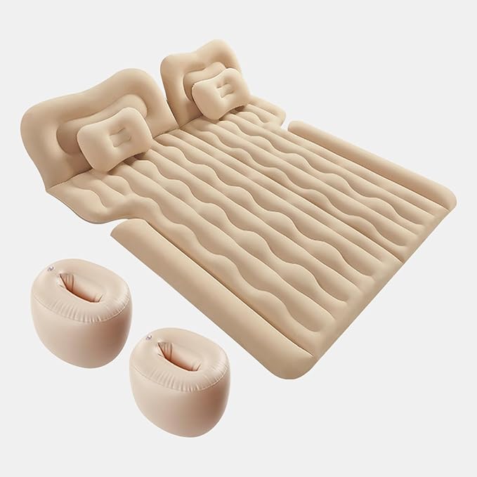 Ergocar Inflatable Mattress Car Travel Camping Waterproof Air Lounger Car Universal Built-in Pillow with Charging Pump for Camping Hiking Swimming Pool Beach Travel Indoor