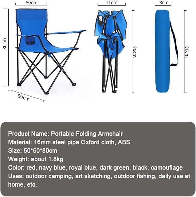 Portable Camping Chair Outdoor Folding Chairs with Arm Rest Cup Holder Carry Bag Leisure Fishing Chair Lightweight Lawn Chair for Sports Picnic Hiking portable chair for camping expedition er