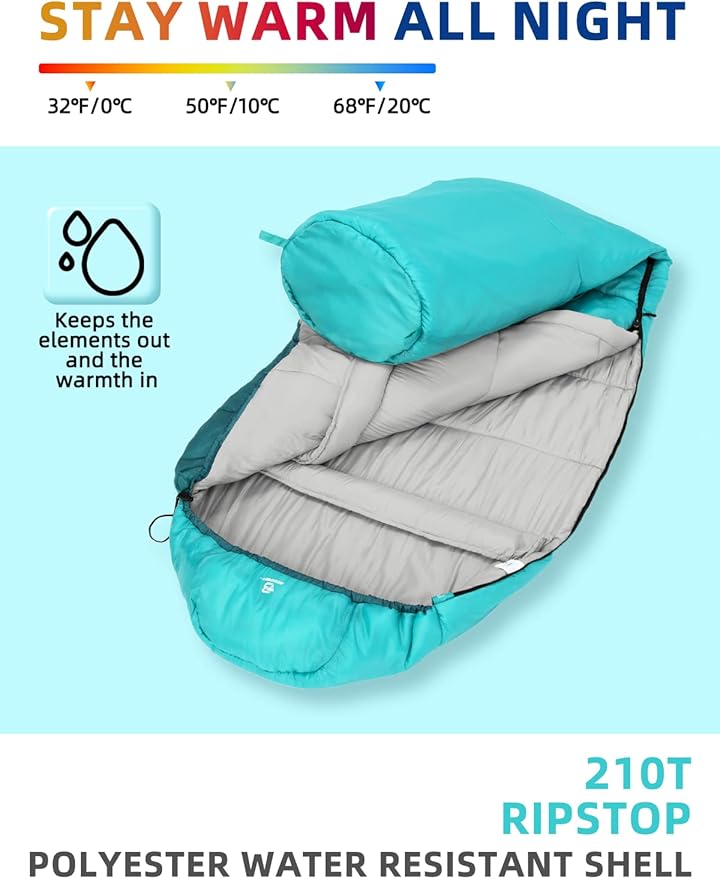 Bessport Mummy Sleeping Bag | 15-45 ℉ Extreme 3-4 Season Sleeping Bag for Adults Cold Weather– Warm and Washable for Hiking Traveling &amp Outdoor Activities