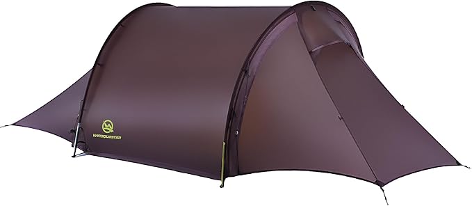 Gale Lite 2 Ultralight 2-Person Tunnel Tent – 2.89 lb Double Silicone-Coated Fabric Compact 3-Season Backpacking Shelter – Wine Brown