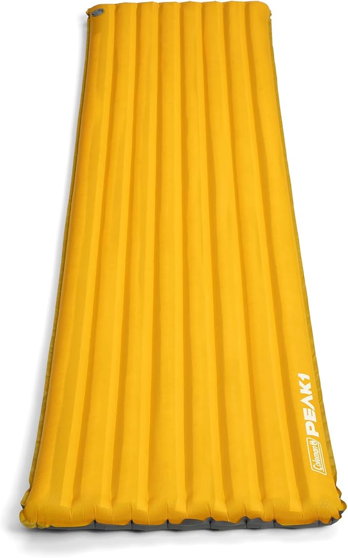 Coleman PEAK1 Sleeping Camp Pad with Integrated Valve System and Carry Bag for great for Backpacking Hiking and Rugged Car Camping Marigold