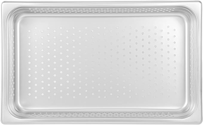 Restaurantware Steam Table Pan 6 Pack of Full Size Stainless Steel Perforated Hotel Pan Anti-Jam 4 Inch Deep Silver Commercial Kitchen Pan 24 Gauge