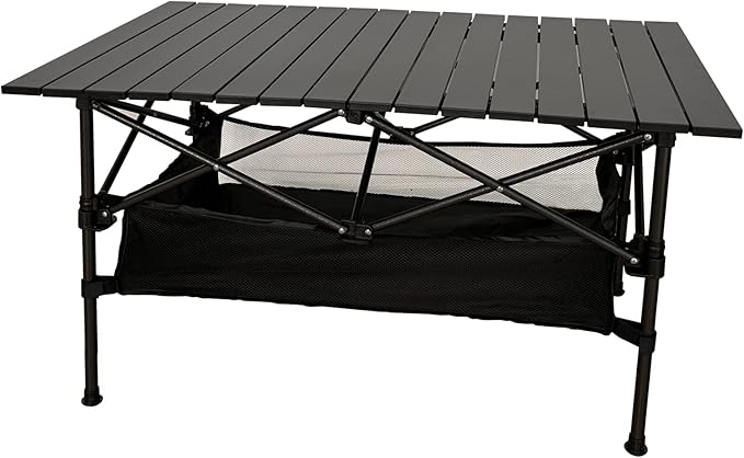 LEADALLWAY Folding Camping Table Low Picnic Table with Large Storage and Carrying Bags37.4×21.65×19.69inchs