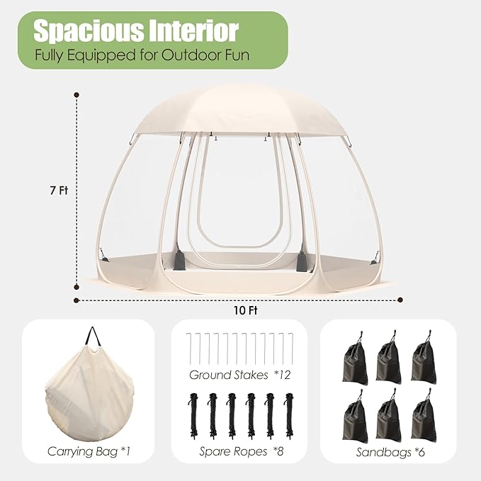 8-14 Person Pop-up Bubble Tent with Waterproof Roof &amp Vent Windows – 10ft-12ft Camping Shelters Outdoor Garden Dome Igloo with 0.15mm Clear PVC 540° Transparent Screen Room for Patio Backyard