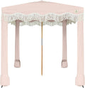 AMMSUN Beach Cabana with Fringe 6.5' x 6.5' Boho Beach Canopy with Tassels Easy Set up &amp Premium Wood Pole Cabana Tent with Sand Pockets Instant Sun Shade for Sand Garden Patio Pink Coral