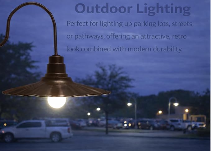 AGB102-AR20-BRONZE 20 Radial Wave Steel Dome 29 Gooseneck Barn Light - Outdoor Dome with Incandescent Downlight | Wall-Mount Fixture Gardens Pathways &amp Outdoor Living Spaces