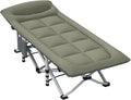 Folding Camping Cot with Mattress and Pillow Portable No Installation Lightweight Adult Sleeping Bed for HomeOfficeCamping and Travelling (Matcha Green)