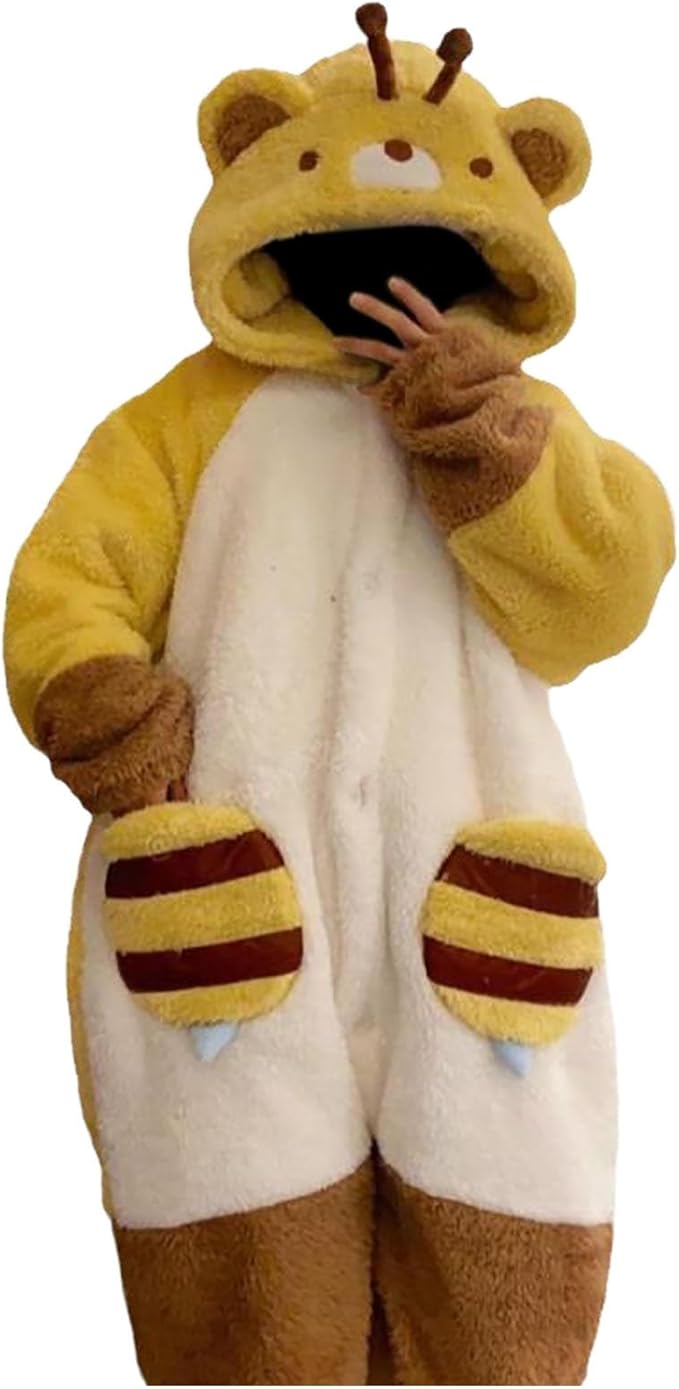 Warm one-piece blanket pajamas in autumn and winter cute shark capybara robe hooded coral velvet padded velvet home clothes.