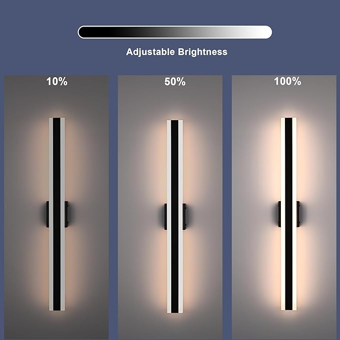 TODOLUZ 2 Pack Modern LED Wall Sconce 40in Long Outdoor Wall Light Black Long Linear Wall Mount Lighting Outside Exterior Lights for Garage Patio 5 Color