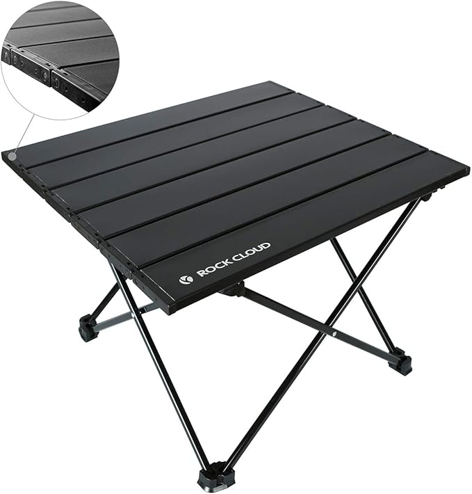 ROCK CLOUD Portable Camping Table Ultralight Aluminum Folding Beach Table Camp for Camping Hiking Backpacking Outdoor Picnic Black