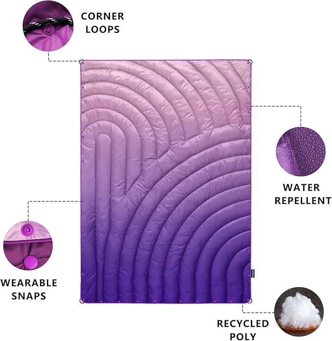 Camping Blanket - Puffy Lightweight Packable Outdoor Blanket for Traveling Stadium Hiking Picnics