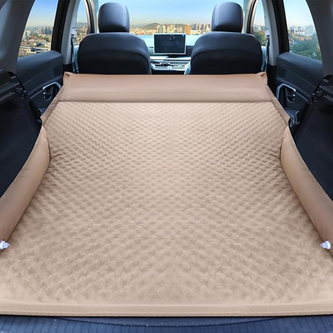 Car Air Mattress for MG ZR 5-Door/ZR 3-Door/MG ZT-T Foldable Thickening Quick Rebound Self-Driving Camping Travel Trunk MattressBrown-with Pillow