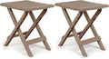 Camco Adirondack Portable Outdoor Camping Small Weatherproof Rustproof Durable Plastic Folding Side Table for Indoor and Outdoor Use 2 Pack Taupe