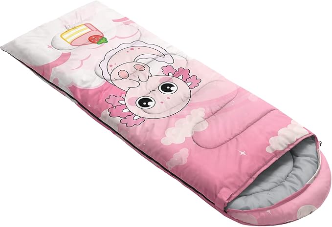 AILONEN Kawaii Panda Sleeping BagsLightweight &amp Waterproof3 Season Warm &amp Cool WeatherDreamy Purple Flower Animal Themed Sleeping Bags for BoysGirlsKidsAdults TravellingOutdoors