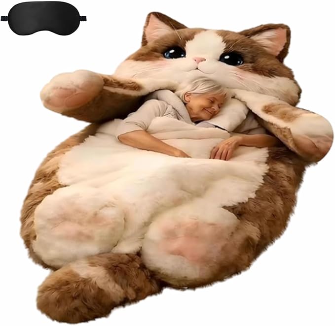 Cat Sleeping Bag Cat Sleeping Bag for Human Cat Shaped Plush Floor Lounger for Adults for Indoor Use or Camping