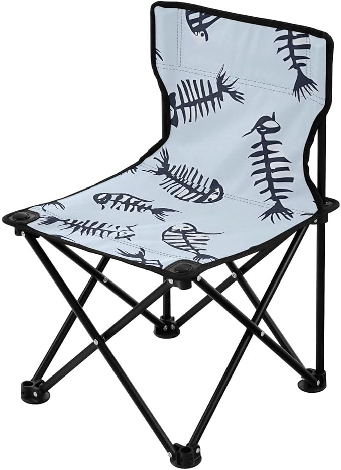 Fishbone Portable Camping Chairs Folding Chair - Durable Oxford Fabric Lightweight Iron Frame Easy Fold Design - Ideal for Outdoor Activities Camping Fishing and Travel