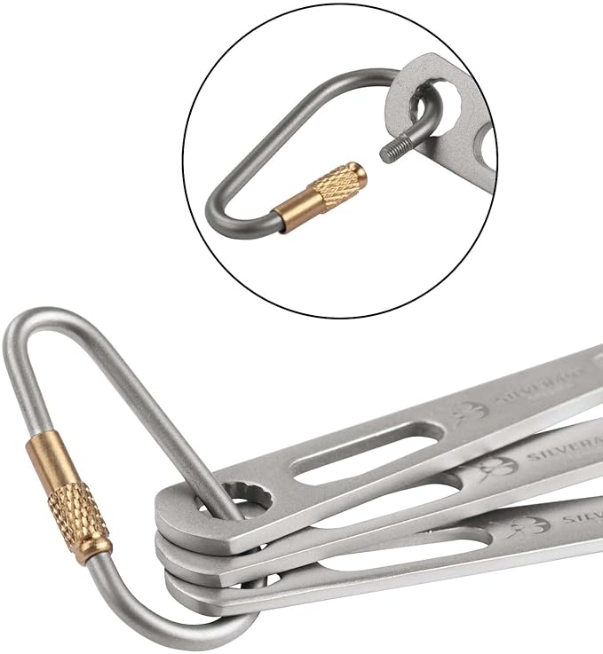 SILVERANT Titanium 3 Piece Cutlery Set Extra Strong Ultra-Lightweight Durable Knife Fork &amp Spoon Tableware for Outdoor Camping &amp Hiking Comes with Drawstring Bag &amp Titanium Carabiner