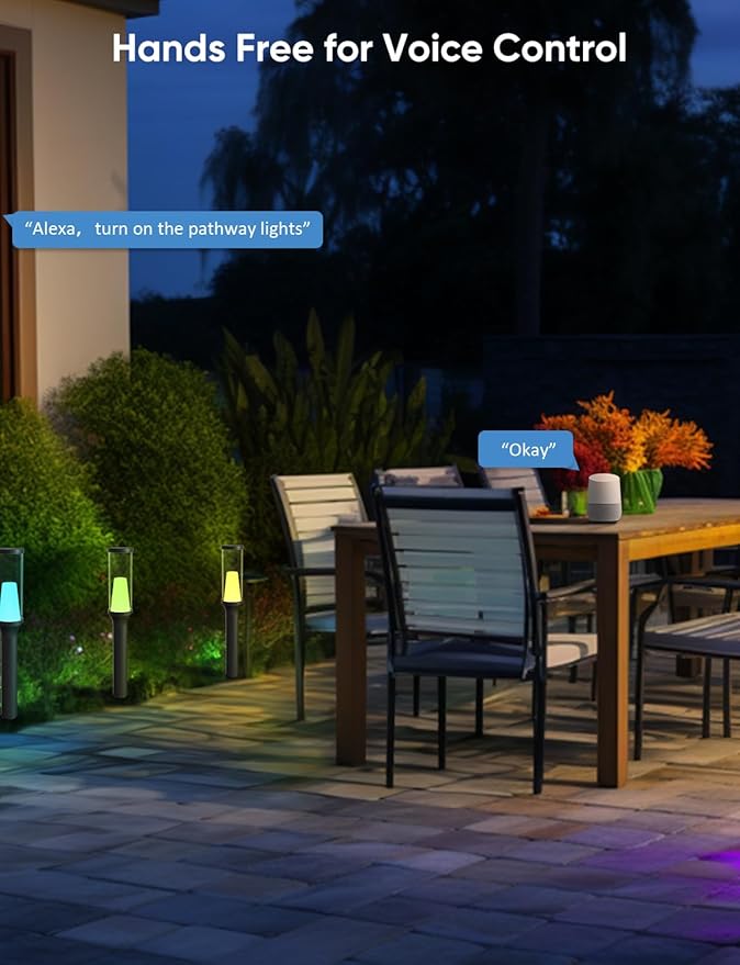APPECK Pathway Lights Outdoor 800LM RGBCW Low Voltage Landscape Lighting Smart APP and Alexa Control IP65 Waterproof Color Changing Walkway Lights for Garden Yard Patio Christmas 6 Pack