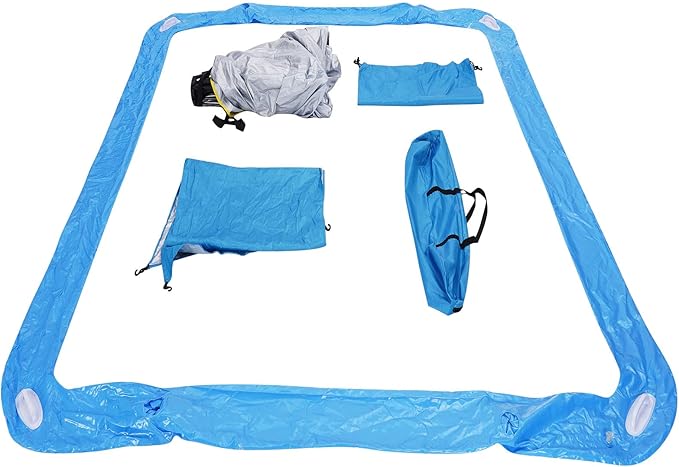 Sun Shade Sails for Swimming Pool2 Person Automatic Pop Up Pool Spa Sun ShelterUPF 50+ UV Protection and Waterproof Floating Shade Tent for Pool and Lake with Carry Bag (Blue New)