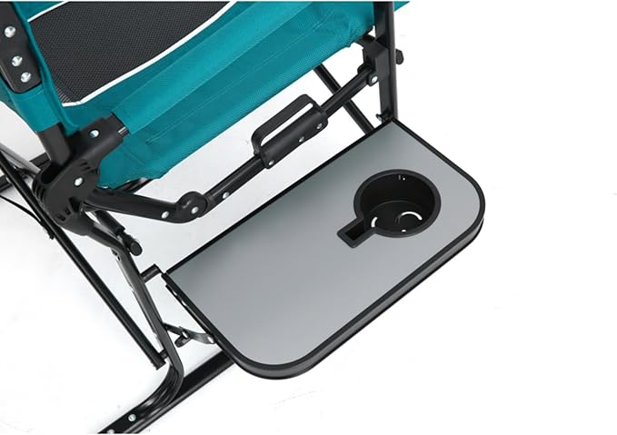 Heavy Duty Oversized Camping Director Chair with Side Table Built-in Cup Holder Folding Steel Frame for Outdoor Activities Beach Garden Tailgating Camping Lawn and Picnic (Blue)