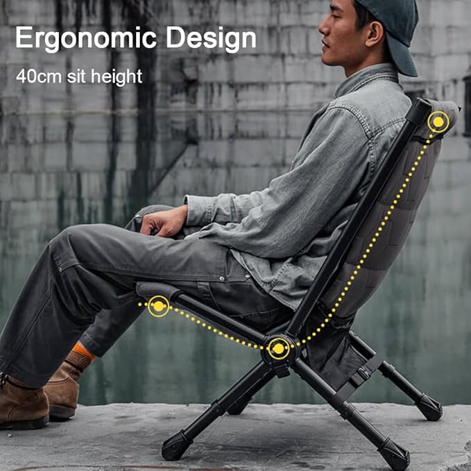 Portable Camping Chair Detachable Outdoor Chairs Folding Heavy Duty Alloy Aluminum Material with Back Pockets Carry Bag Included Great for Garden Lawn Picnic Trip Fishing