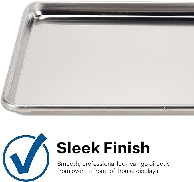 FSE Commercial Sheet Pan Full Size 16-Gauge Aluminum Bun Pan 18 L x 26 W x 1 H (Measure Oven Recommended) Silver Pack of 12