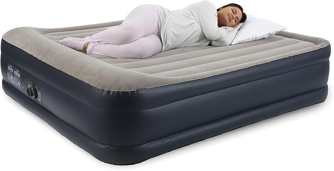 Intex 2 Pack Dura Beam Plus Deluxe Airbed Inflatable Blow Up Portable Air Mattress with Built-in Internal Air Pump King-Sized Bed