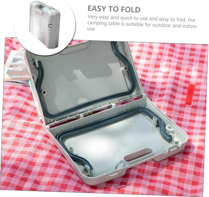 Portable Folding Table for Outdoor Use Lightweight Camping Table Easy to Carry for Bbqs Beach and Hiking Activities Compact Design Light Grey