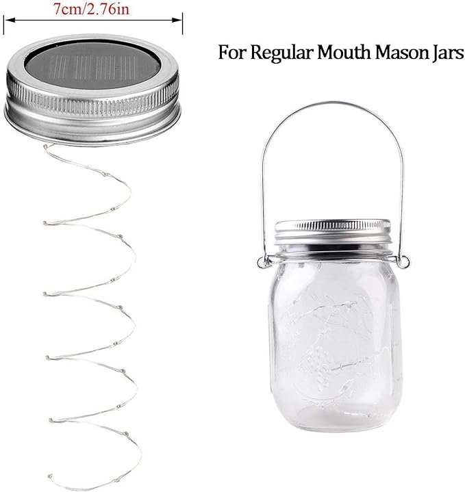 30LED Solar Mason Jar Lights 8 Pack Jar Lid String Lights (No Jars) Waterproof Fairy Firefly Light for Garden Patio Outdoor Yard Lawn Decor(Cool White)