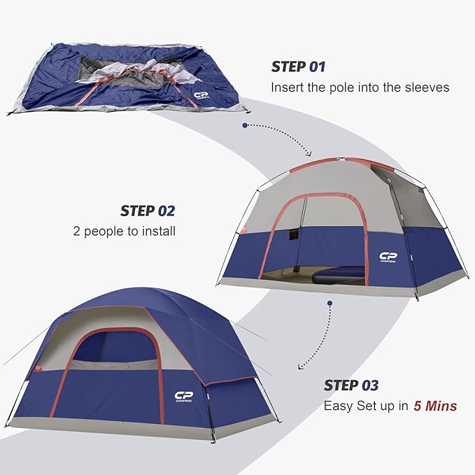 Tents for Camping 6 Person Tent Waterproof Windproof Double Layer Family Camping Tent Easy Setup Dome Tent with Large Mesh Windows &amp Wider Door for Outdoor Camping &amp Hiking