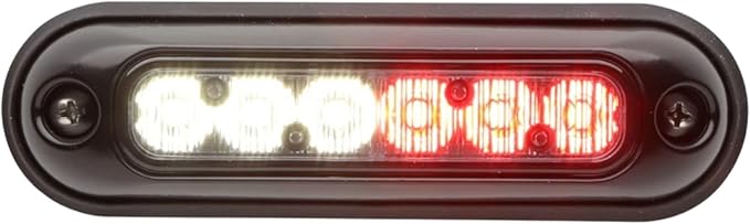 Whelen Ion Series Super-Led Emergency Lighthead - Red/White Split Warning Light for Police &amp Emergency Vehicles - Ultra Bright Professional-Grade - Durable Hard-Coated Lens - 25 Flash Patterns