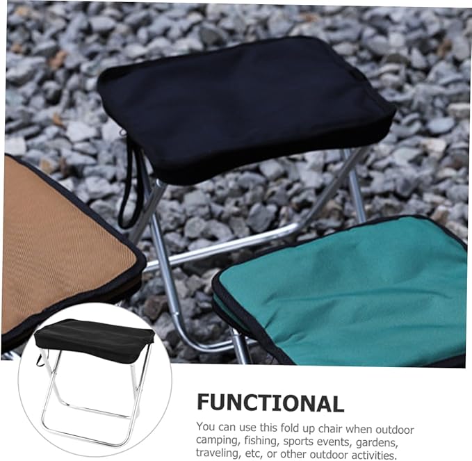 Mikikit 3pcs Portable Folding Stool Lightweight Camping Chair High-Strength Material for Outdoor Adventures Compact Design for and Storage