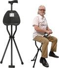 2-in-1 Walking Cane with Seat Cane Stool Crutch ChairPortable Folding Walking Stick Cane Chair Lightweight Sturdy Tripod Cane Stool for ElderlyMenWomenMax Load 249.12lbs