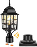 VIANIS Lamp Post Light Fixture with Mount Base Modern Black Exterior Post Lantern Fixture with Tempered Glass Anti-Rust Aluminum Light Posts for Outside for Driveway Backyard Patio Garden E26