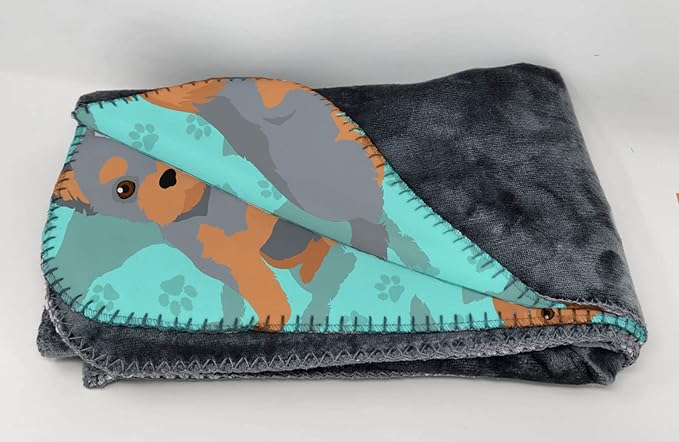Caroline's Treasures MLM1061TBLT Blue and Tan Yorkie Soft Travel Blanket with Bag Airplane Blanket Indoor Outdoor Camping Blanket for Traveling Picnics Beach Trips Concerts