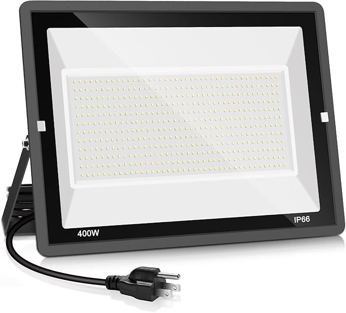 400W LED Stadium Flood Light Outdoor2400W Equivalent 50500LM 5000K Daylight White Super Bright FloodLight with Plug85-277V IP66 Waterproof Commercial Lighting for Sports FieldsCountsArena