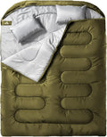 MEREZA Double Sleeping Bag for Adults Mens with Pillow XL Queen Size Two Person Sleeping Bag for All Season Camping Hiking Backpacking 2 Person Sleeping Bags for Cold Weather &amp Warm