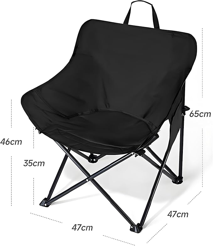 Outdoor Folding Moon Portable Portable Camping Chair Backpacking Chair Ultralight &amp Compact 308 Lbs Capacity for Outdoor Camp Travel Beach Picnic Hiking-Black