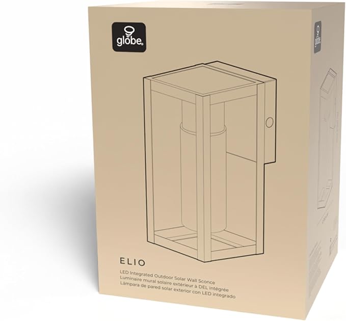 GLOBE Electric 60000167 1W LED Integrated Solar Powered Outdoor Wall Sconce Matte Black Integrated Solar Panel Clear Glass Shade 100 Lumens 3000 Kelvin 90 CRI