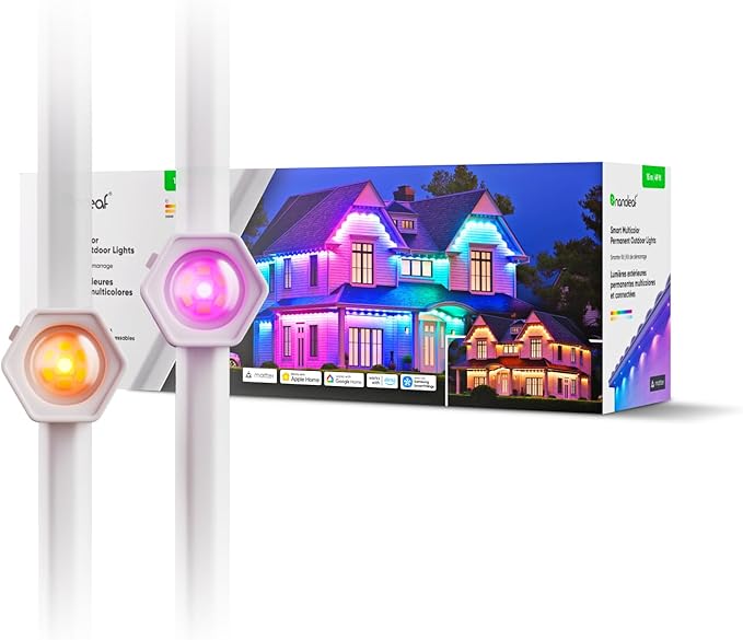Nanoleaf Matter Permanent Outdoor Lights Smart RGBCW Outdoor String Lights for Daily &amp Accent Lighting IP67 Waterproof Compatible with Alexa Google Home Multiple Scene Modes 49ft (15m)