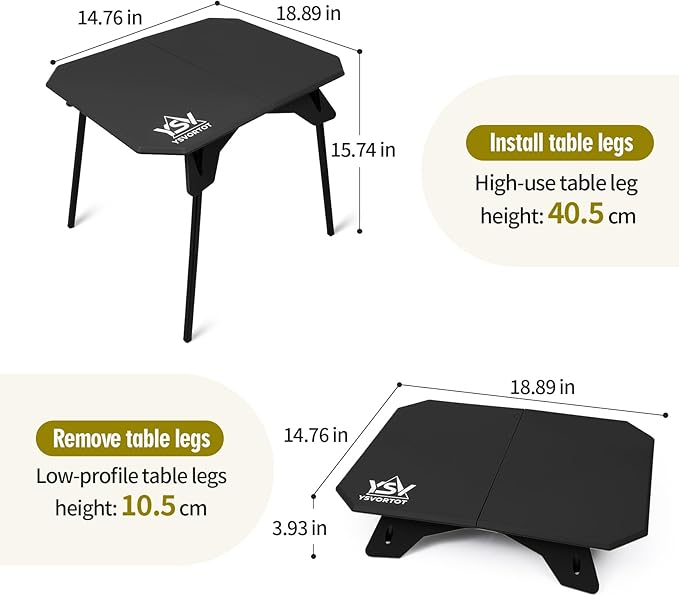 Ultralight Folding Camping Table - 2 Height Adjustable Portable Outdoor Picnic Beach Desk with Carry BagCompact for BackpackingCampTravelPatio